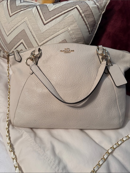 Coach Handbags - Coach Pebbled Leather Satchel Crossbody Ivory Cream Bag